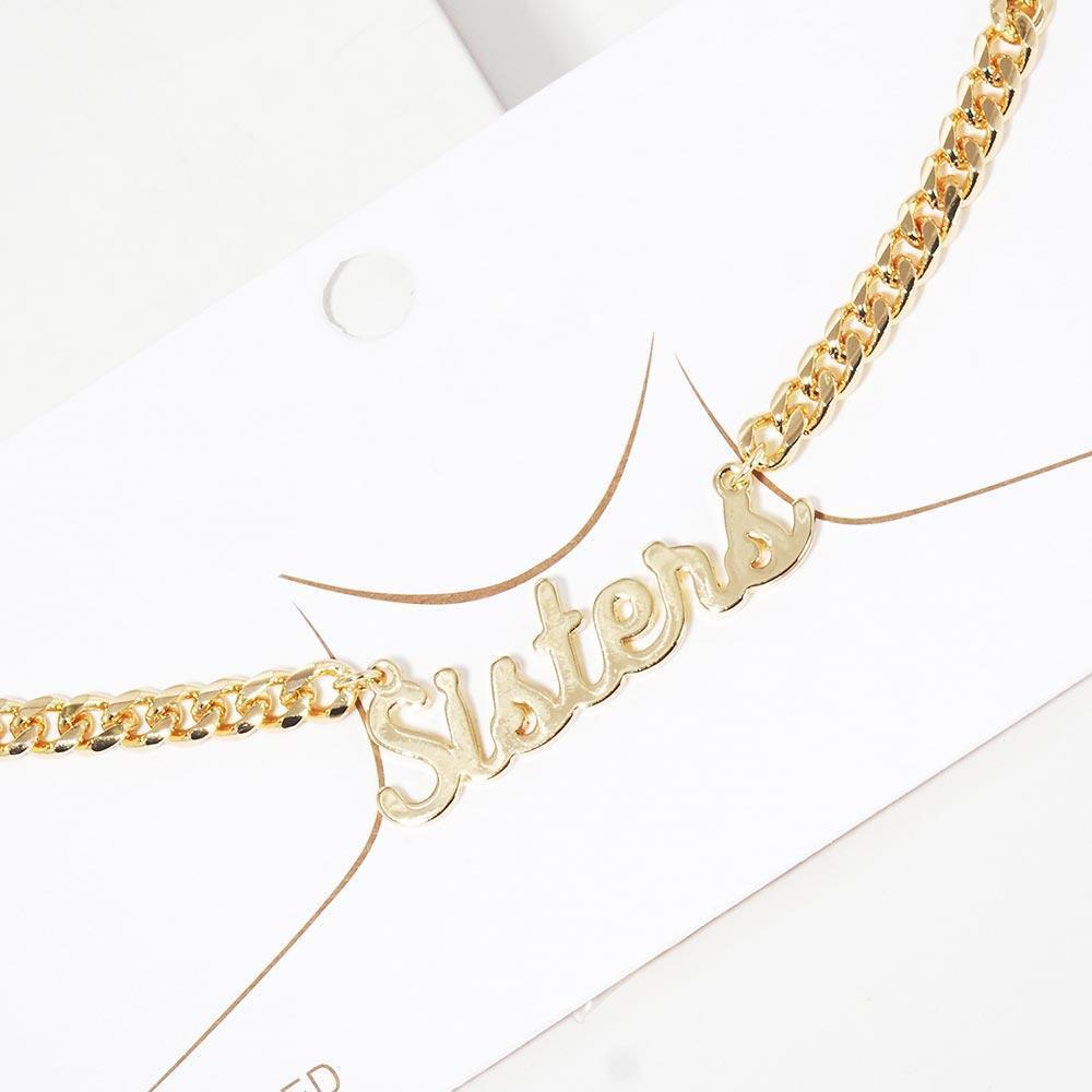 Gold Sister Message Pendant Gold Dipped Metal Necklace - Jewelry Store by Erik Rayo