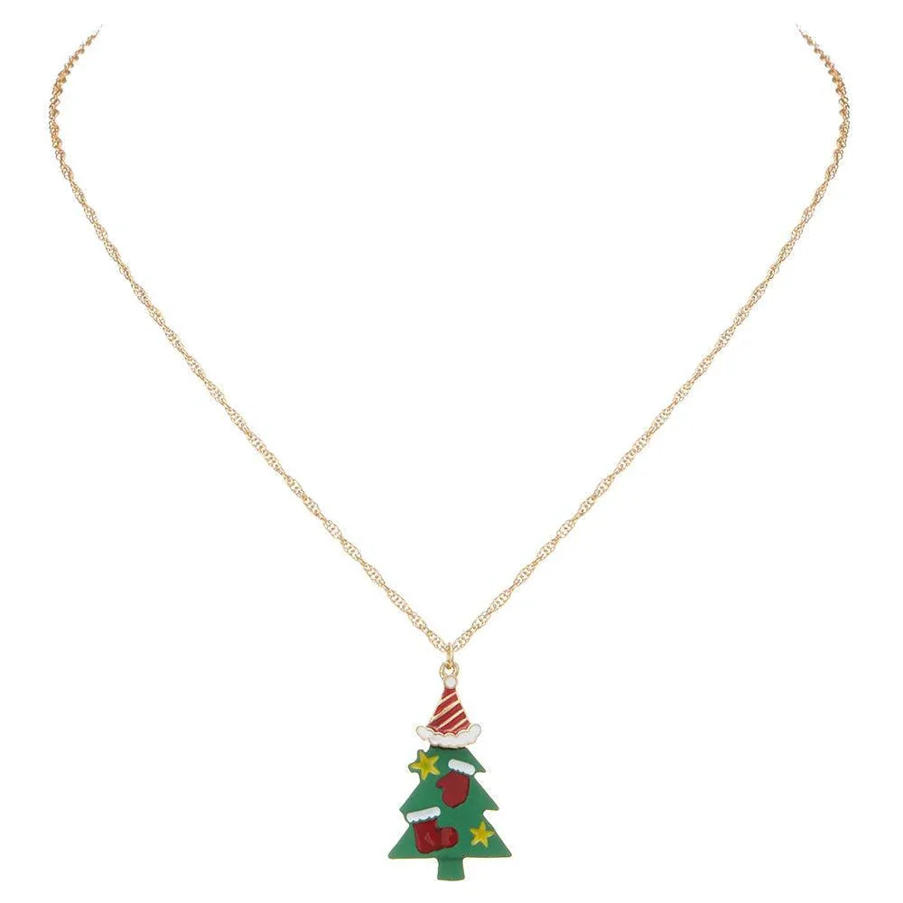 Polymer Clay Christmas Tree Pendant Necklace - Jewelry Store by Erik Rayo