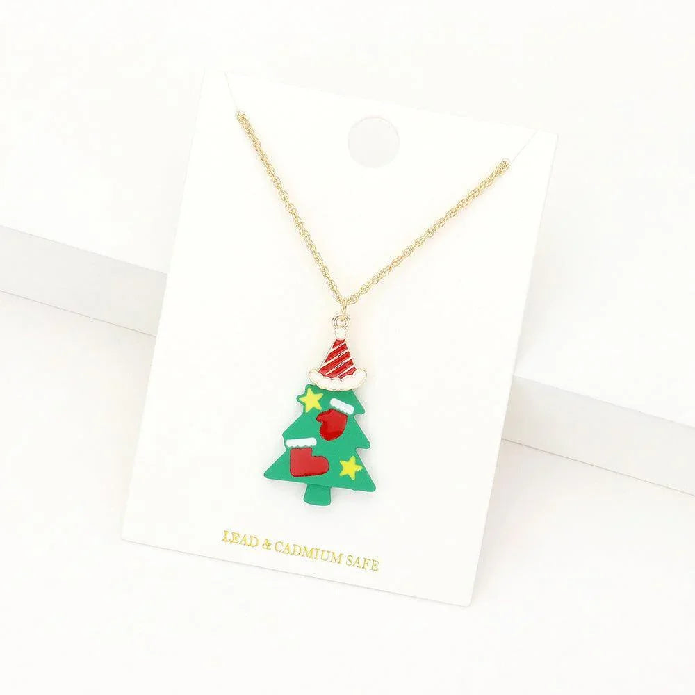 Polymer Clay Christmas Tree Pendant Necklace - Jewelry Store by Erik Rayo