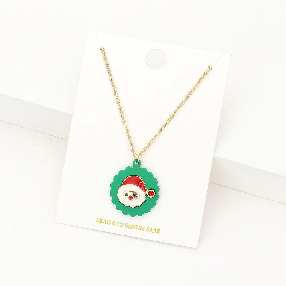 Polymer Clay Christmas Santa Pendant Necklace - Jewelry Store by Erik Rayo