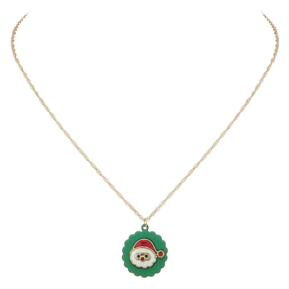 Polymer Clay Christmas Santa Pendant Necklace - Jewelry Store by Erik Rayo