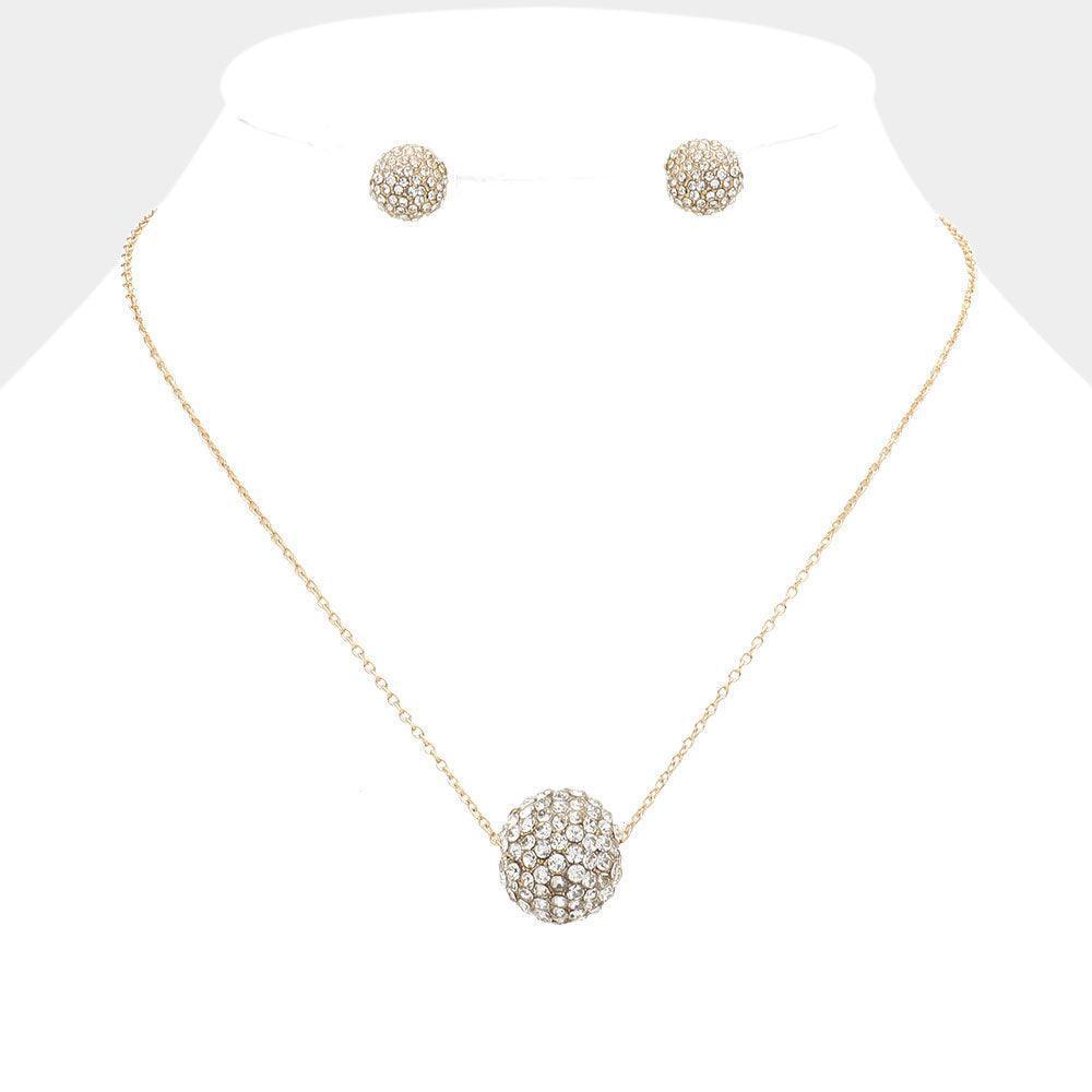 Gold Rhinestone Ball Pendant Necklace - Jewelry Store by Erik Rayo