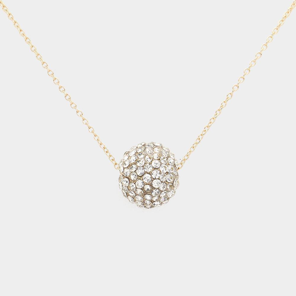 Gold Rhinestone Ball Pendant Necklace - Jewelry Store by Erik Rayo