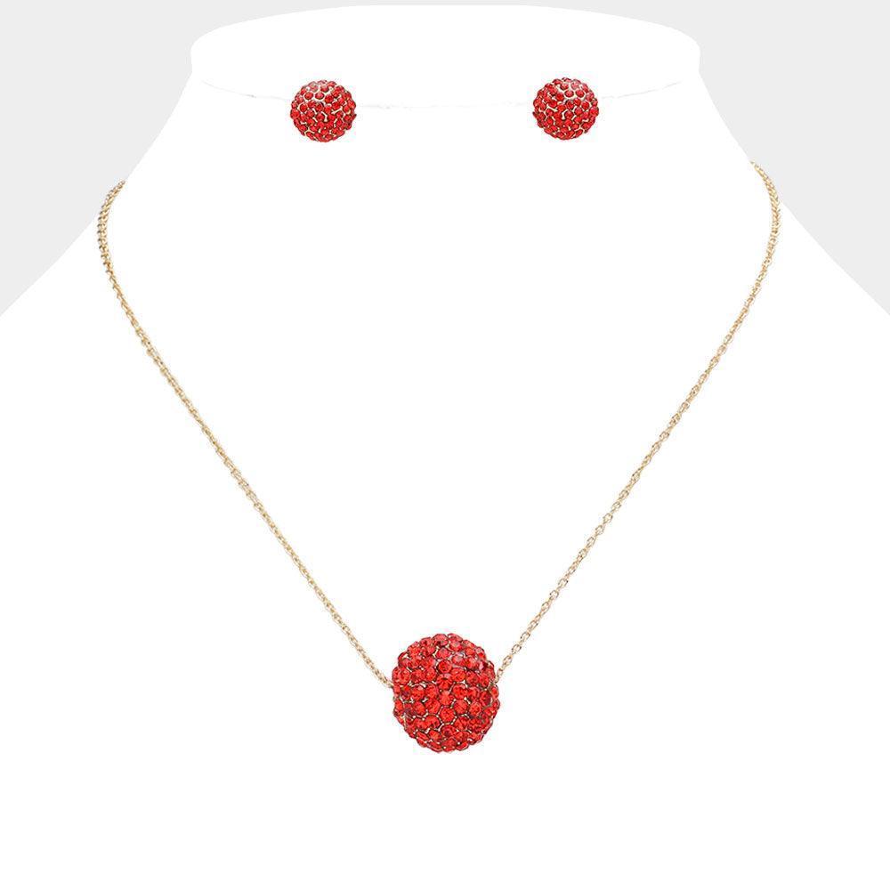 Red Rhinestone Ball Pendant Necklace - Jewelry Store by Erik Rayo