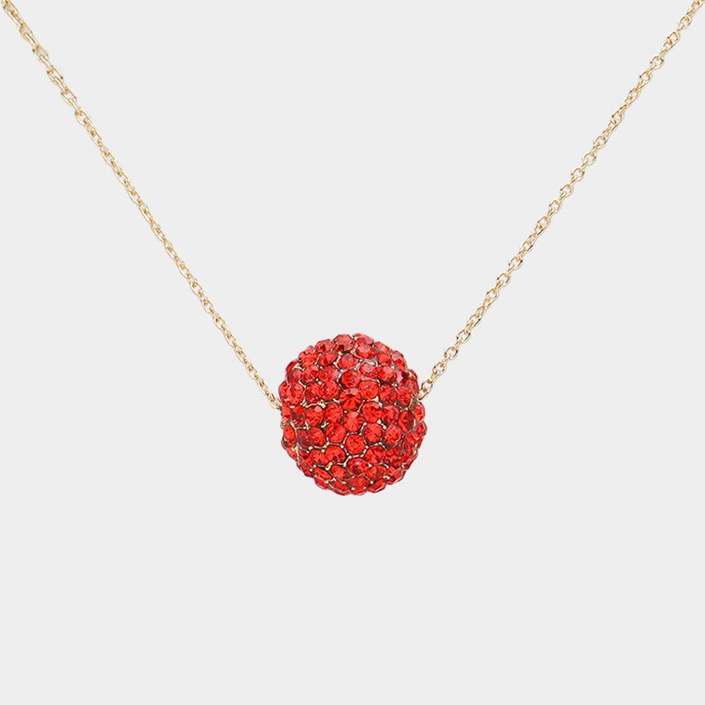 Red Rhinestone Ball Pendant Necklace - Jewelry Store by Erik Rayo