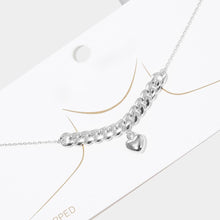 Load image into Gallery viewer, Gold White Gold Dipped Metal Chain Detailed Heart Pendant Necklace
