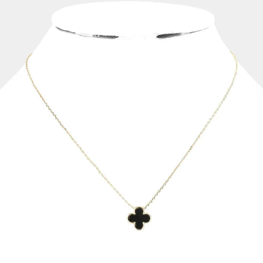 Black Quatrefoil Pendant Necklace - Jewelry Store by Erik Rayo