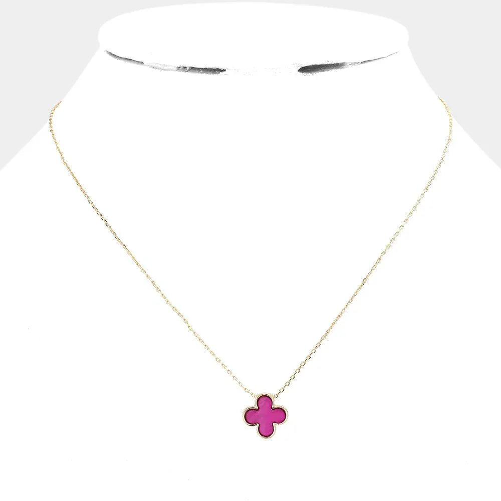 Pink Quatrefoil Pendant Necklace - Jewelry Store by Erik Rayo
