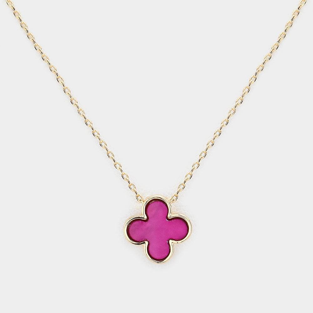 Pink Quatrefoil Pendant Necklace - Jewelry Store by Erik Rayo