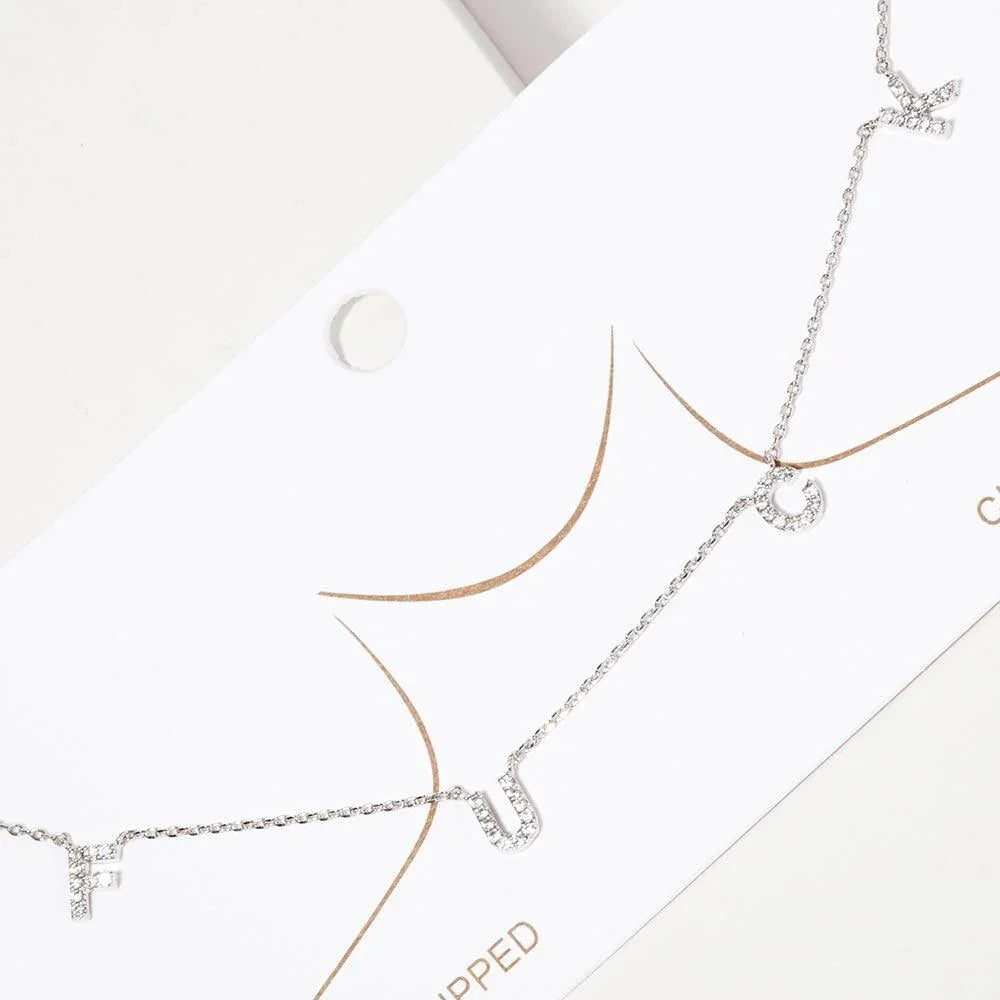 Gold FXXK Message Pendant White Gold Dipped Necklace - Jewelry Store by Erik Rayo