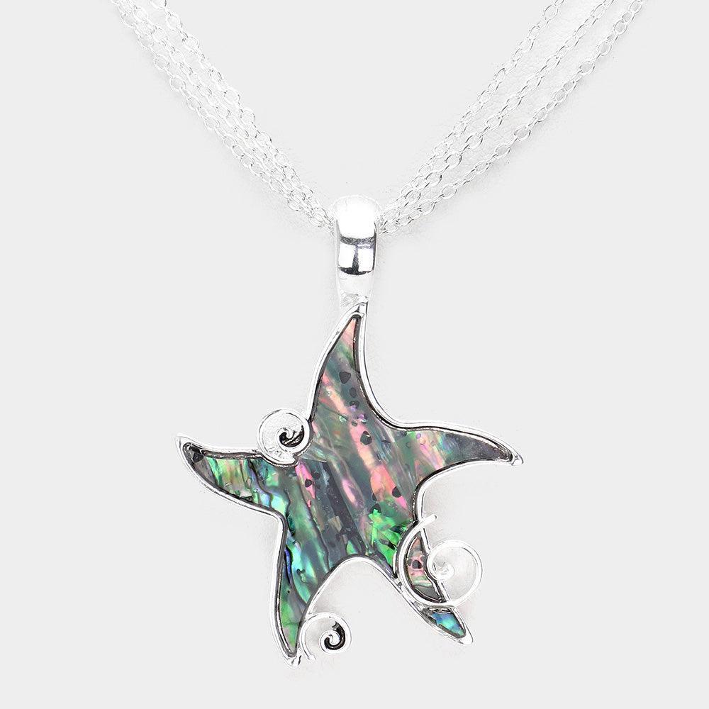 Abalone Starfish Pendant Triple Layered Chain Necklace - Jewelry Store by Erik Rayo