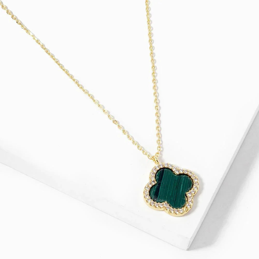 Green Gold Dipped Quatrefoil Pendant Necklace - Jewelry Store by Erik Rayo
