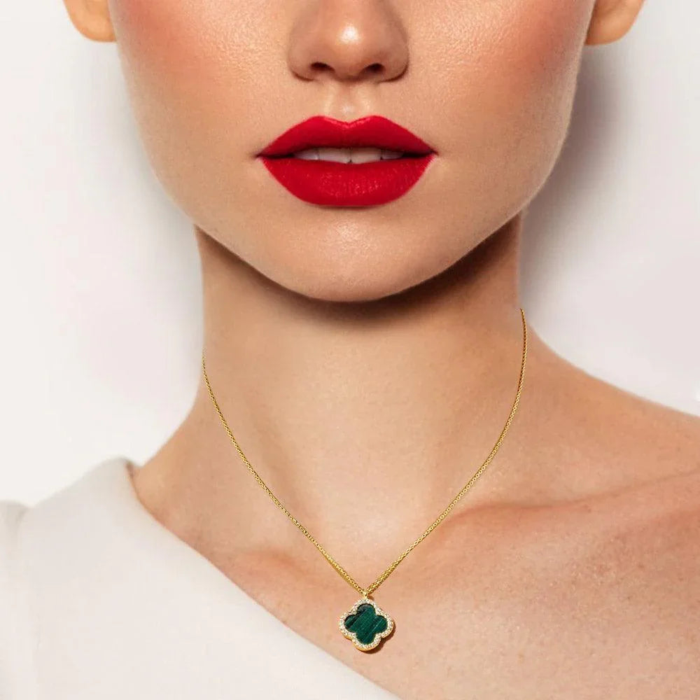 Green Gold Dipped Quatrefoil Pendant Necklace - Jewelry Store by Erik Rayo