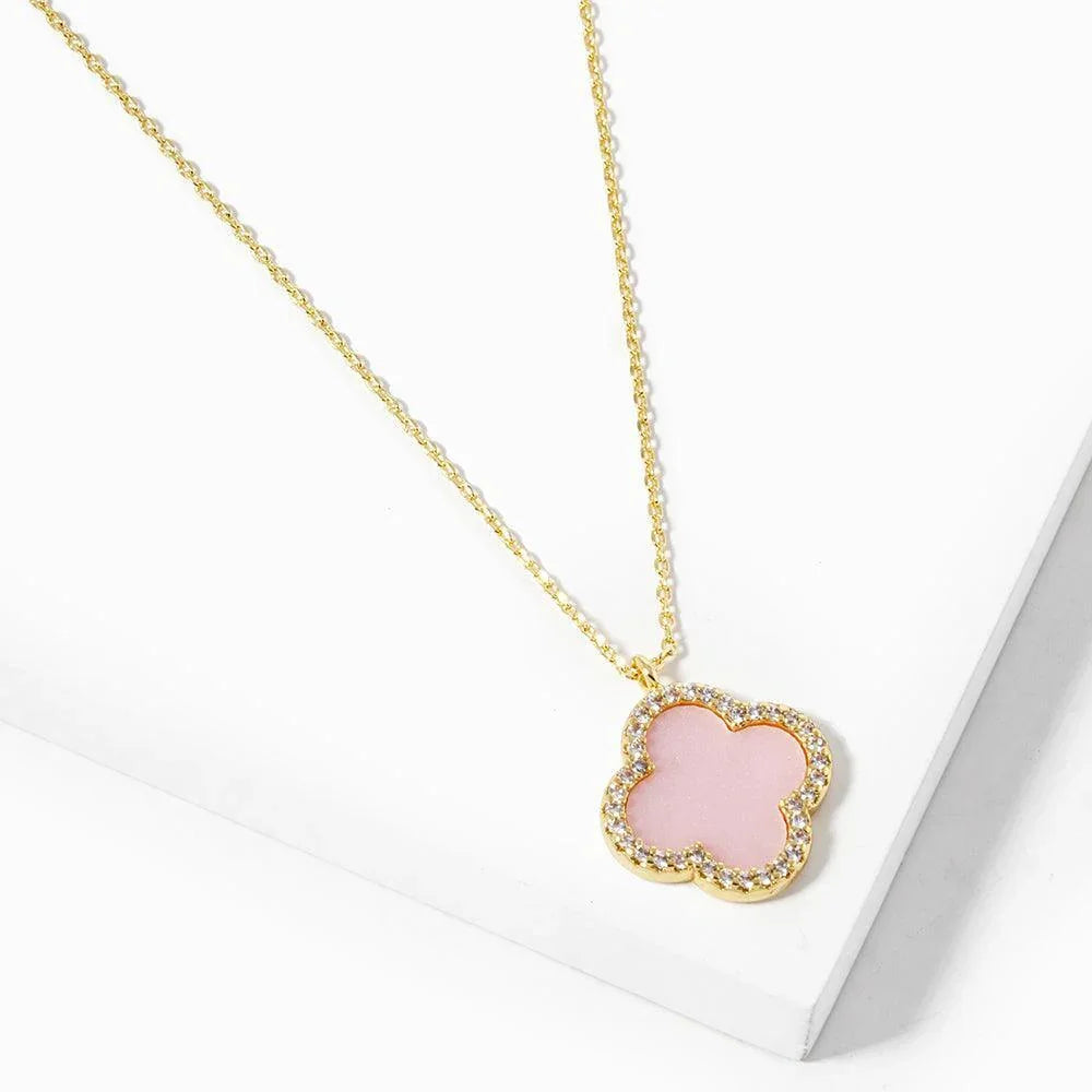 Pink Gold Dipped Quatrefoil Pendant Necklace - Jewelry Store by Erik Rayo