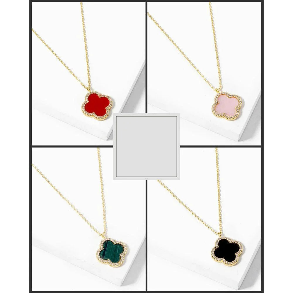 Pink Gold Dipped Quatrefoil Pendant Necklace - Jewelry Store by Erik Rayo