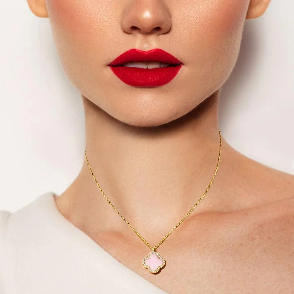 Pink Gold Dipped Quatrefoil Pendant Necklace - Jewelry Store by Erik Rayo