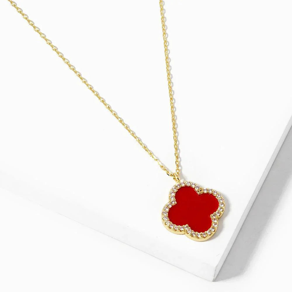 Red Gold Dipped Quatrefoil Pendant Necklace - Jewelry Store by Erik Rayo