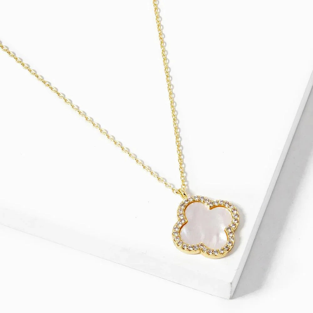 White Gold Dipped Quatrefoil Pendant Necklace - Jewelry Store by Erik Rayo