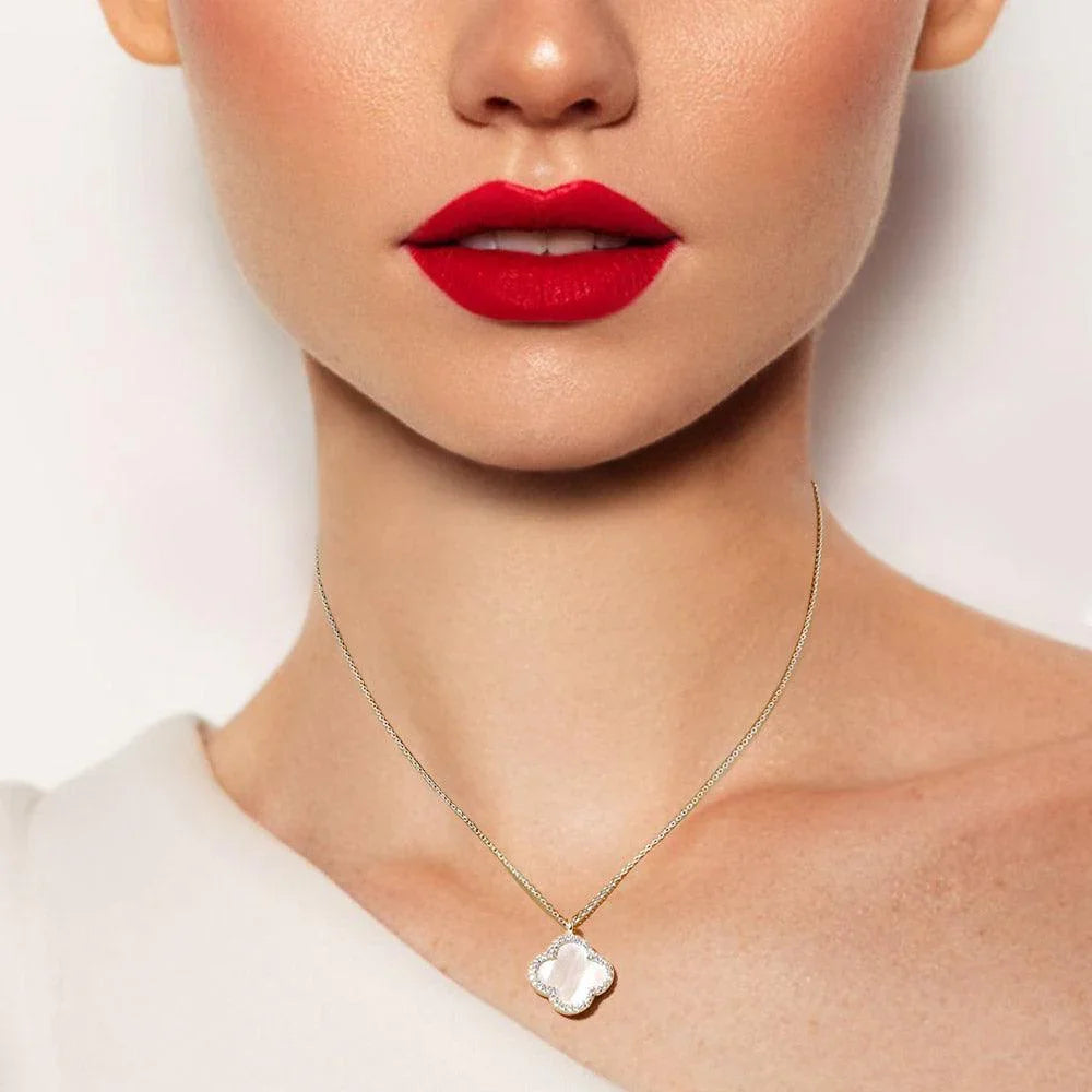 White White Gold Dipped Quatrefoil Pendant Necklace - Jewelry Store by Erik Rayo