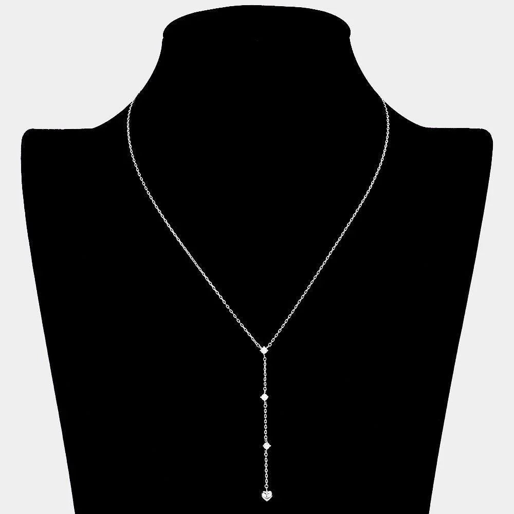 Brass Metal Triple Round Stone Metal Heart Link Y Necklace - Jewelry Store by Erik Rayo
