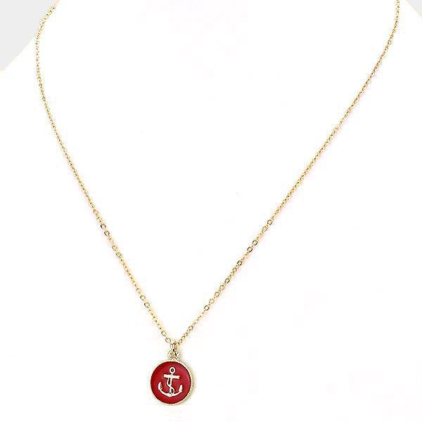 Red Enamel anchor pendant necklace - Jewelry Store by Erik Rayo
