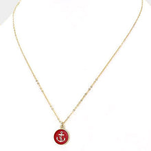 Load image into Gallery viewer, Red Enamel anchor pendant necklace
