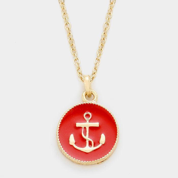 Red Enamel anchor pendant necklace - Jewelry Store by Erik Rayo