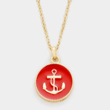 Load image into Gallery viewer, Red Enamel anchor pendant necklace
