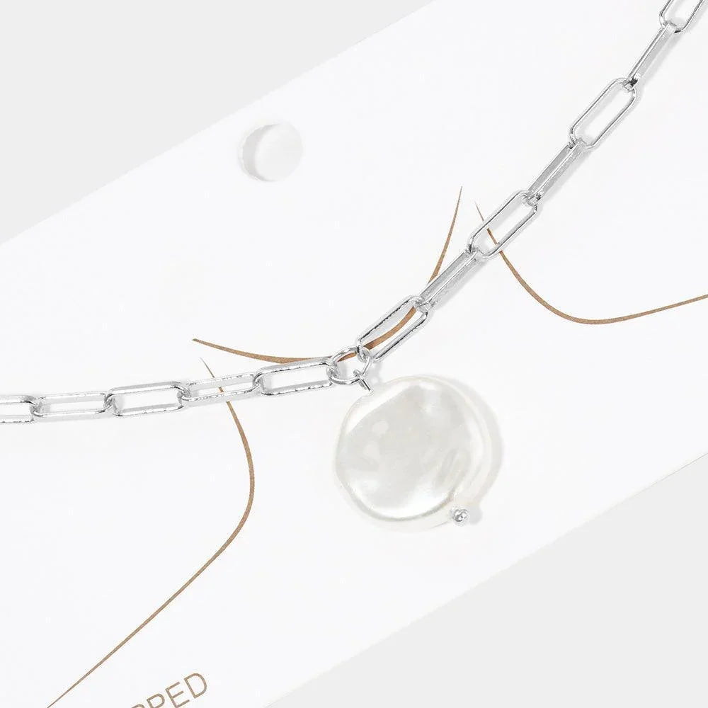 Gold White Gold Dipped Pearl Pendant Choker Necklace - Jewelry Store by Erik Rayo