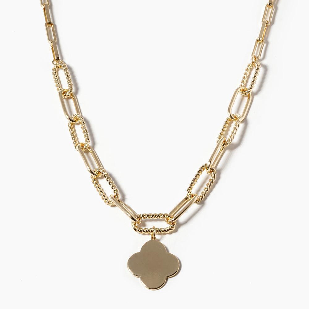 Gold Whtie Gold Dipped Quatrefoil Pendant Necklace - Jewelry Store by Erik Rayo