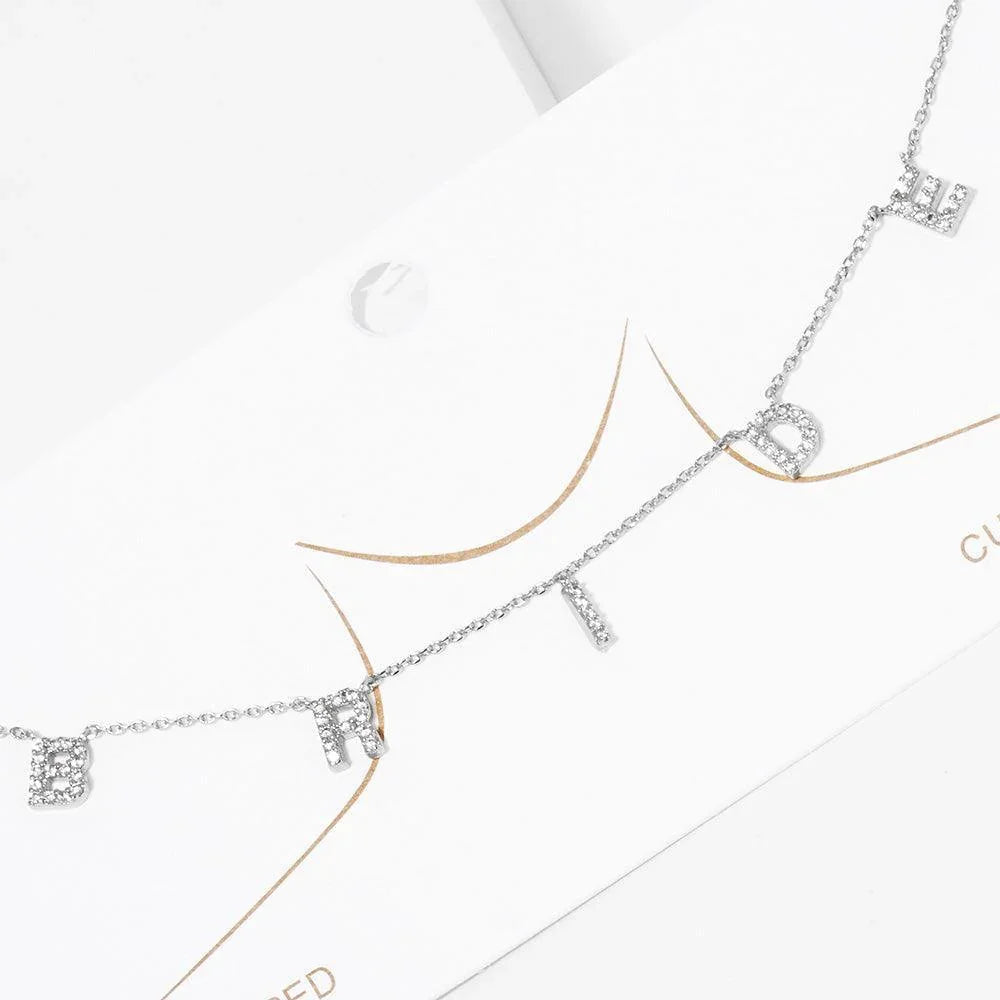 Gold BRIDE Message Pendant Gold Dipped CZ Necklace - Jewelry Store by Erik Rayo