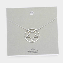 Load image into Gallery viewer, Brass Metal Open Circle Star Pendant Necklace
