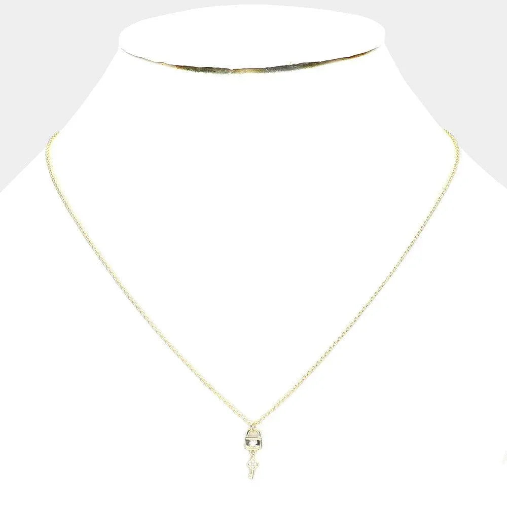Gold Brass Metal Key Lock Pendant Necklace - Jewelry Store by Erik Rayo