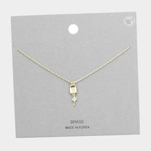 Load image into Gallery viewer, Gold Brass Metal Key Lock Pendant Necklace
