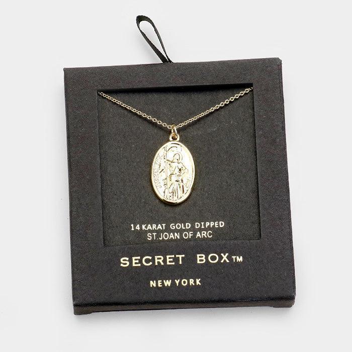 14k Gold Dipped St. Joan Of Arc Pendant Necklace - Jewelry Store by Erik Rayo