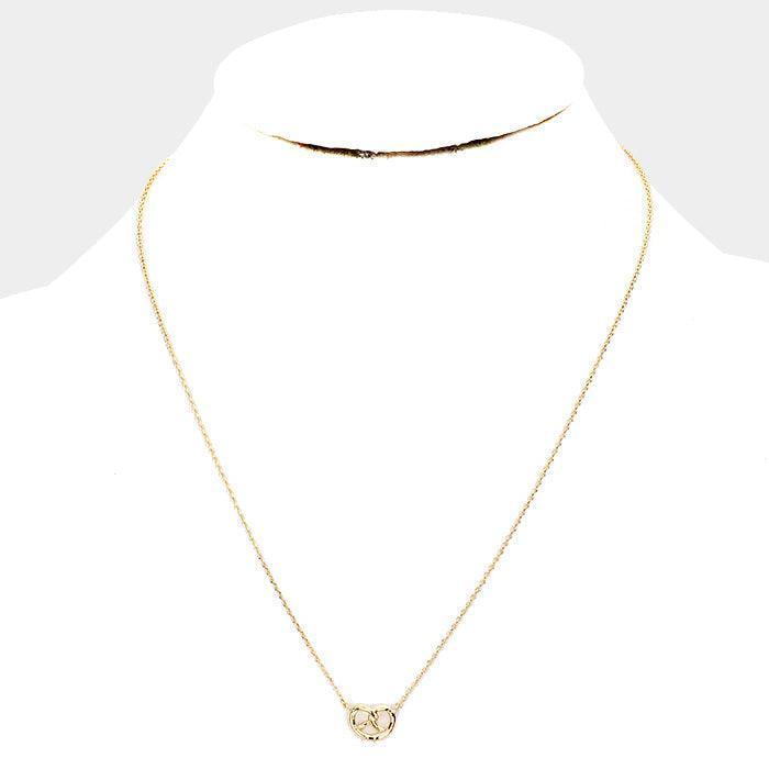 14K Gold Dipped Pretzel Pendant Necklace - Jewelry Store by Erik Rayo