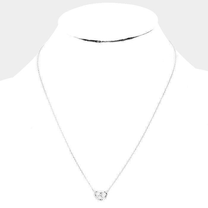 Silver Sterling Silver Dipped Pretzel Pendant Necklace - Jewelry Store by Erik Rayo