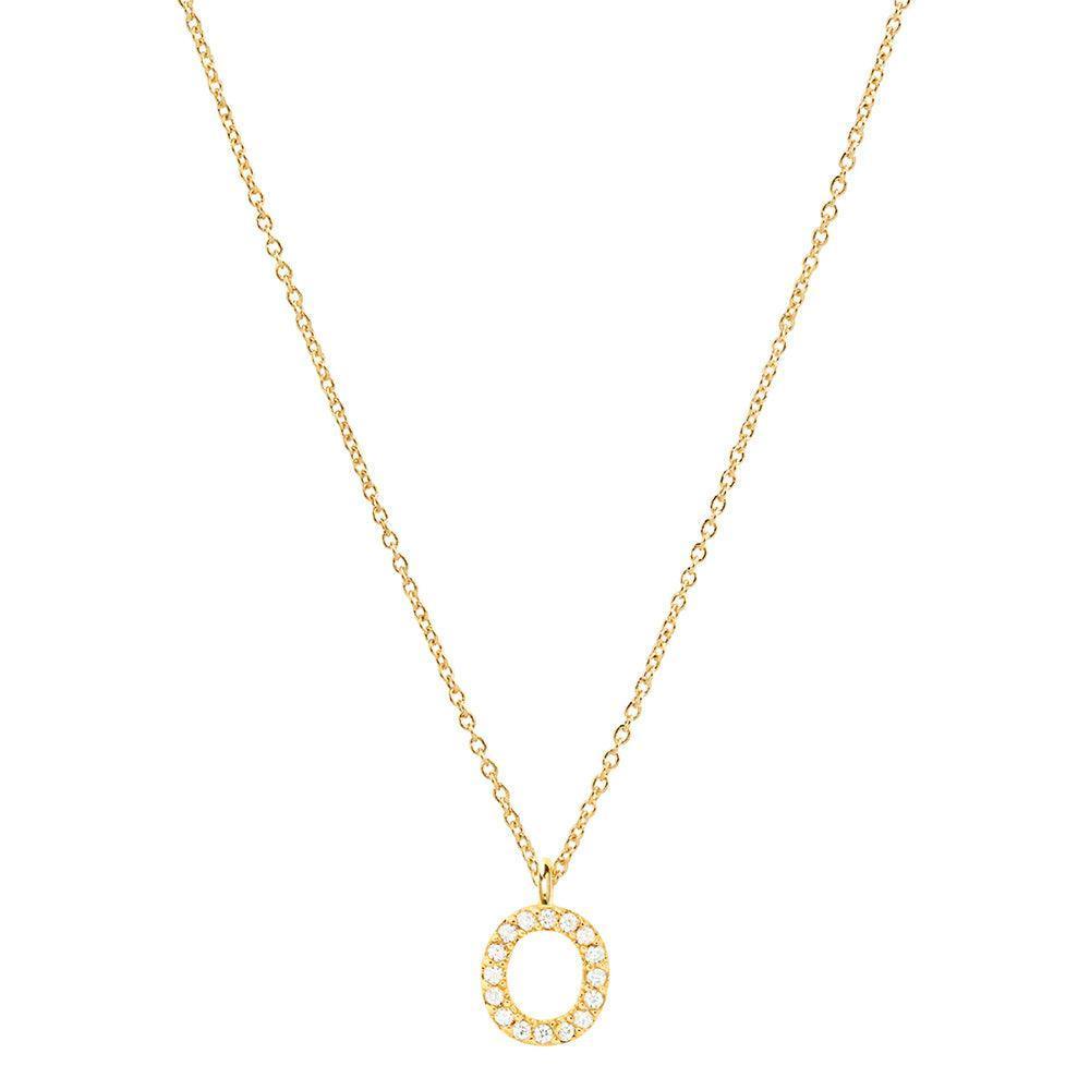 Gold O 14K Gold Dipped CZ Monogram Pendant Necklace - Jewelry Store by Erik Rayo