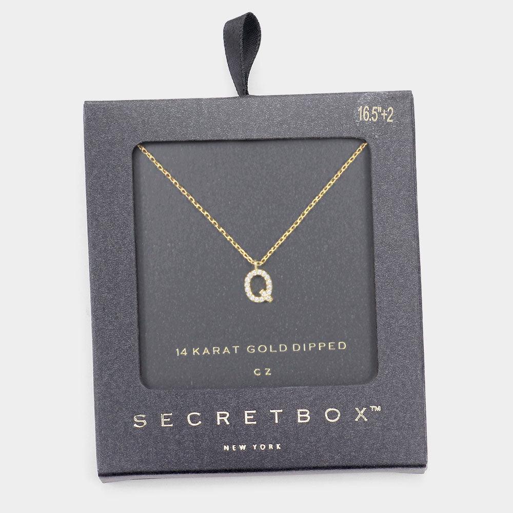Gold Q 14K Gold Dipped CZ Monogram Pendant Necklace - Jewelry Store by Erik Rayo
