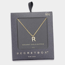 Load image into Gallery viewer, Gold R 14K Gold Dipped CZ Monogram Pendant Necklace
