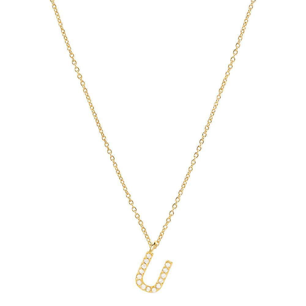 Gold U 14K Gold Dipped CZ Monogram Pendant Necklace - Jewelry Store by Erik Rayo