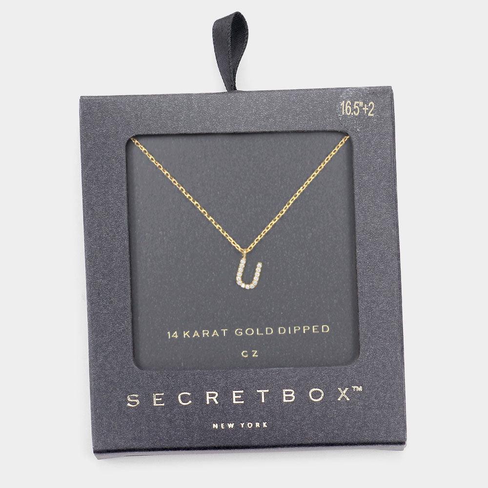Gold U 14K Gold Dipped CZ Monogram Pendant Necklace - Jewelry Store by Erik Rayo
