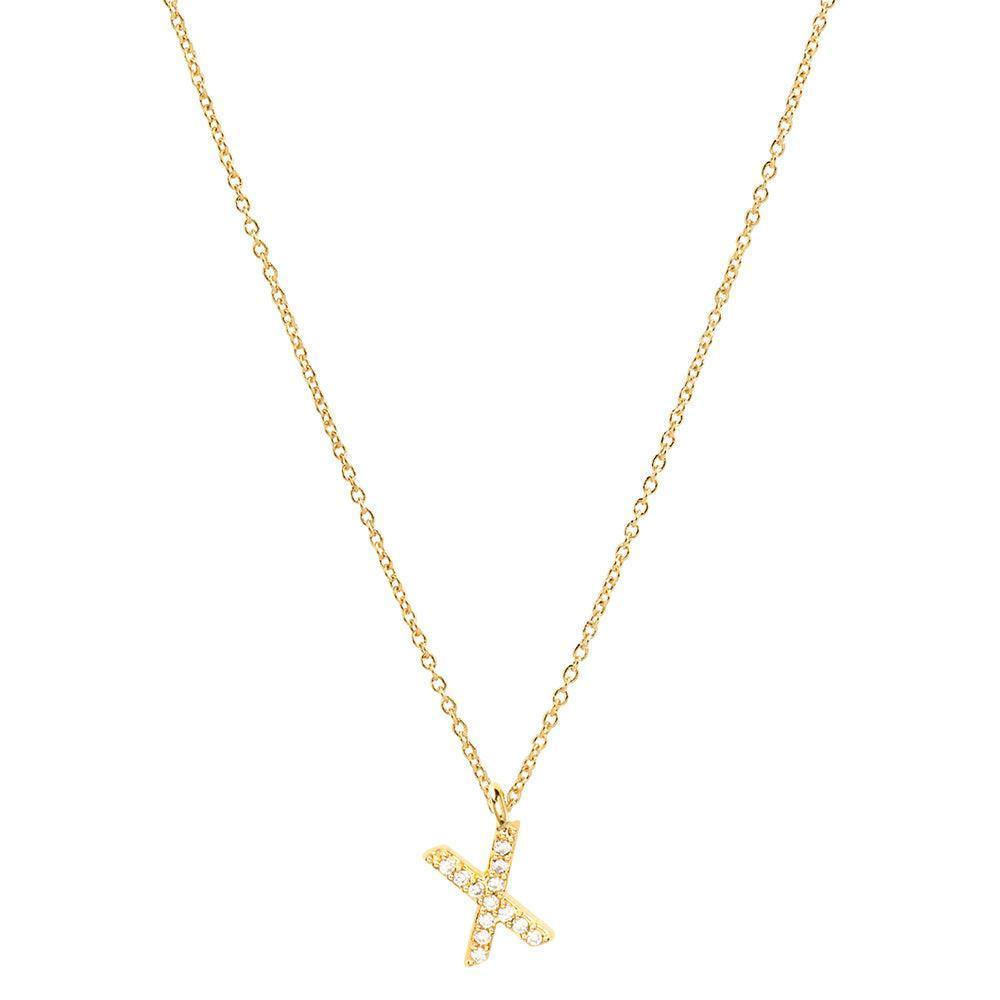Gold X 14K Gold Dipped CZ Monogram Pendant Necklace - Jewelry Store by Erik Rayo