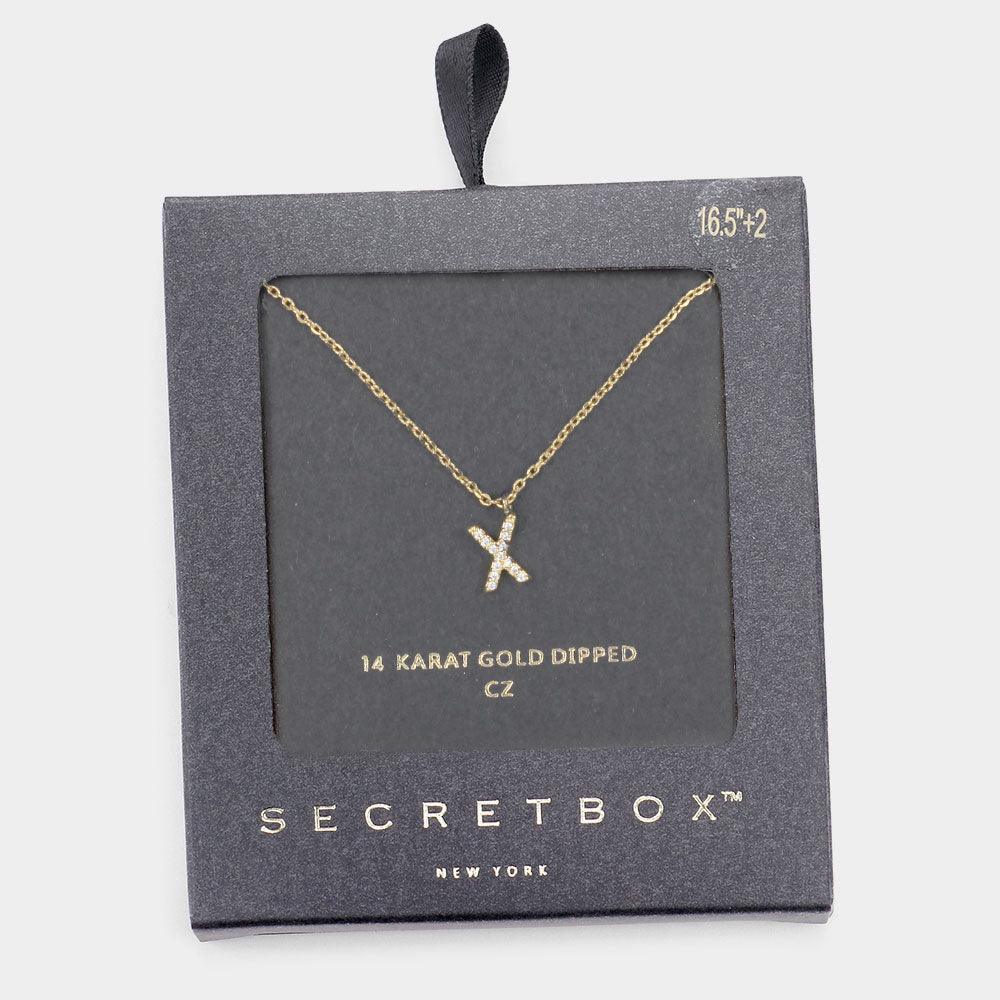 Gold X 14K Gold Dipped CZ Monogram Pendant Necklace - Jewelry Store by Erik Rayo