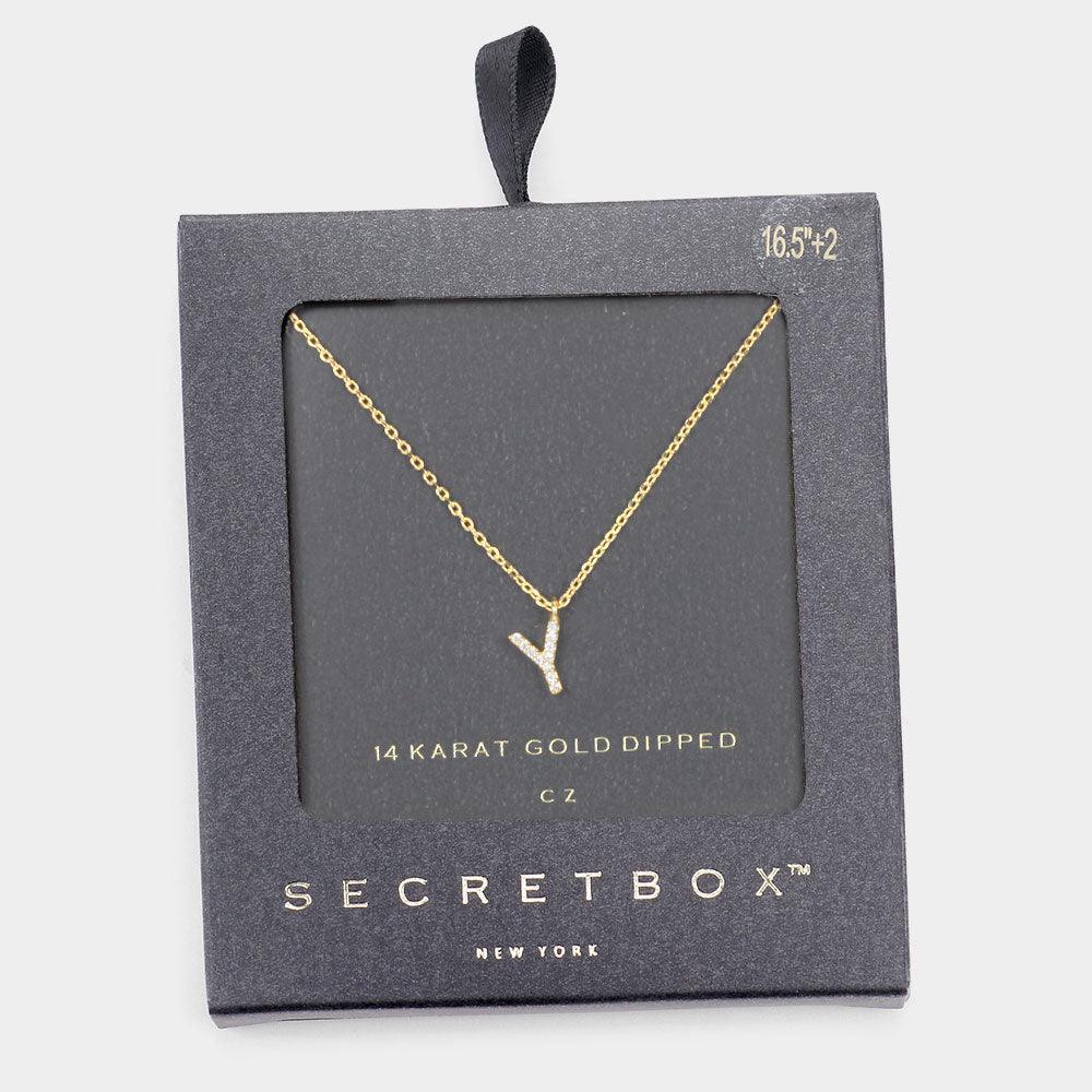 Gold Y 14K Gold Dipped CZ Monogram Pendant Necklace - Jewelry Store by Erik Rayo