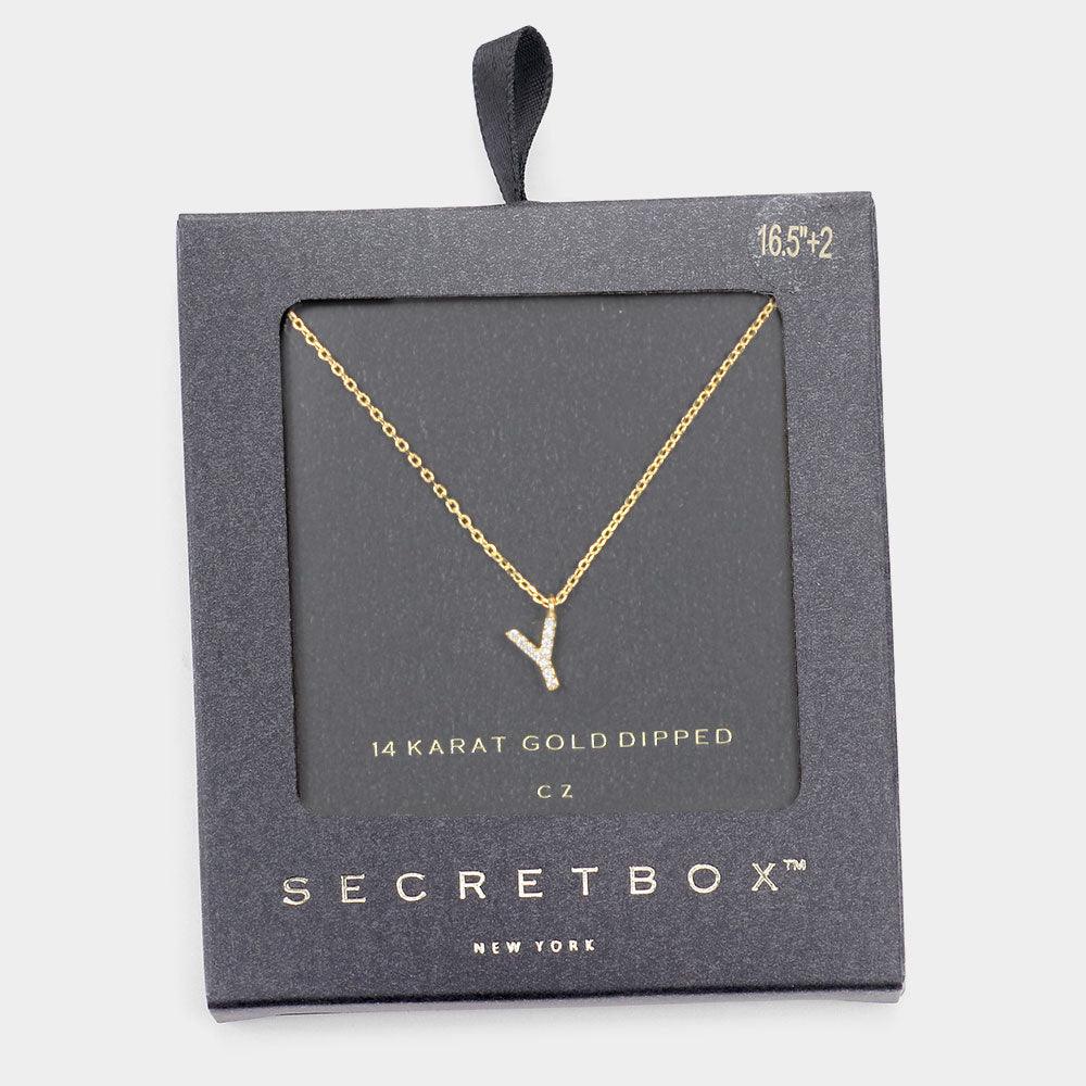 Gold Y 14K Gold Dipped CZ Monogram Pendant Necklace