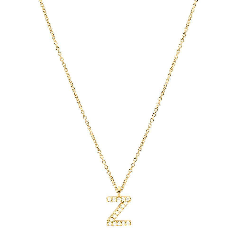 Gold Z 14K Gold Dipped CZ Monogram Pendant Necklace - Jewelry Store by Erik Rayo
