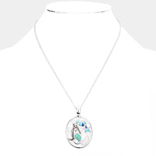 Load image into Gallery viewer, Glittered Mermaid Shell Starfish Accented Oval Pendant Necklace
