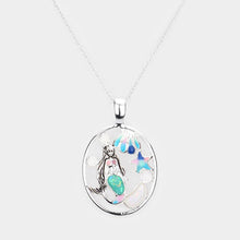 Load image into Gallery viewer, Glittered Mermaid Shell Starfish Accented Oval Pendant Necklace
