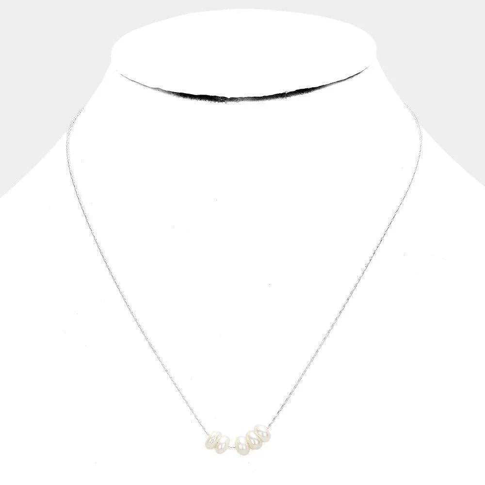 White 24K White Gold Dipped Genuine Pearl Necklace - Jewelry Store by Erik Rayo